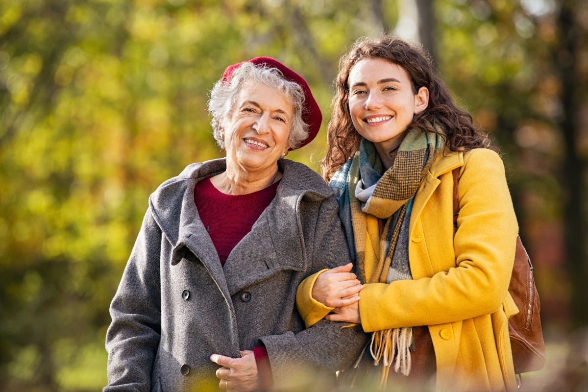image of an elderly lady and her carer